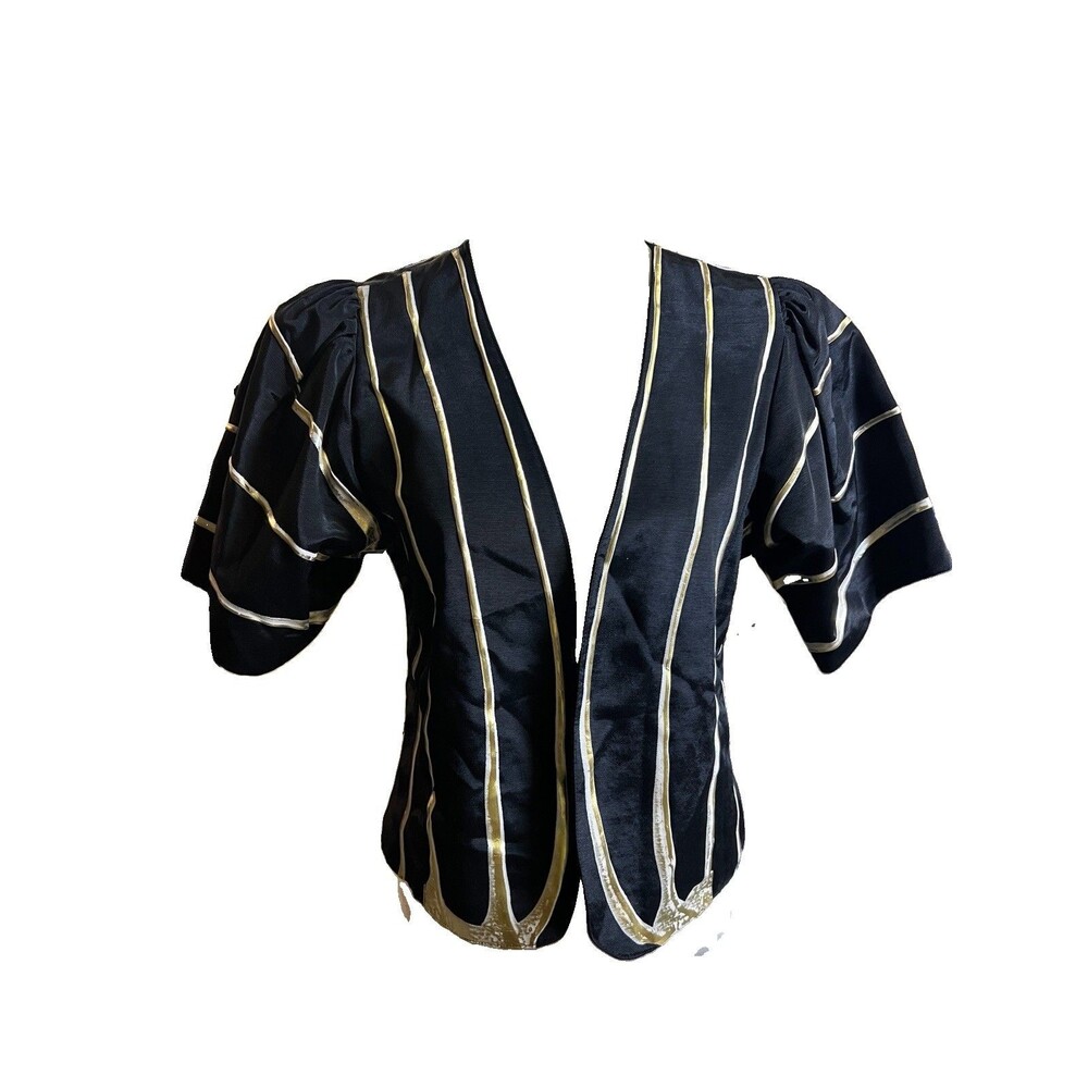 Vtg 1980’s Terry & Toni Handpainted “ Art To Wear” Bolero Jacket/puff Sleeves S
